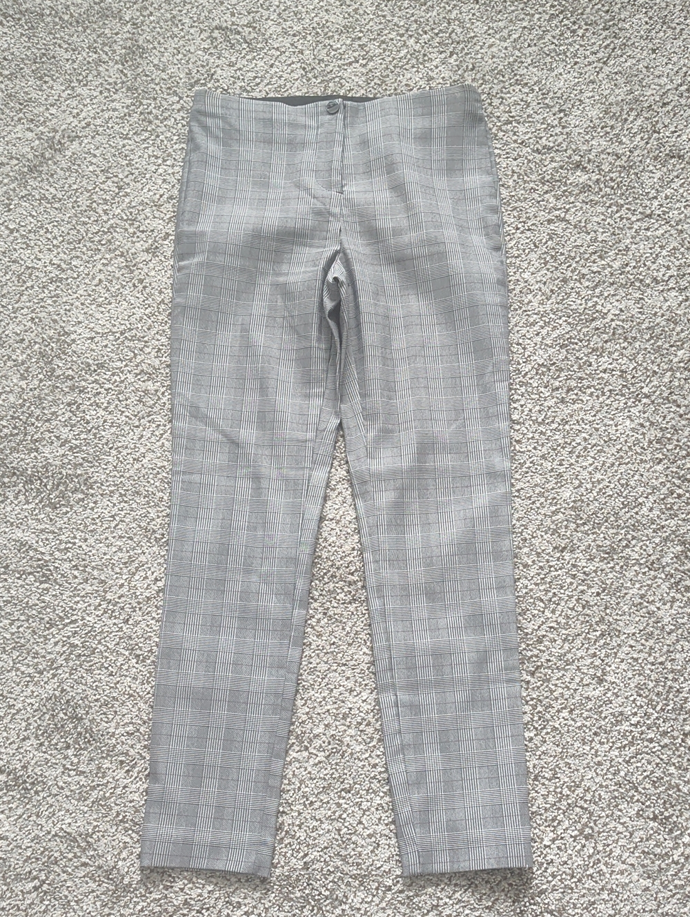 Slim Ankle Glen Plaid Pants — Gray